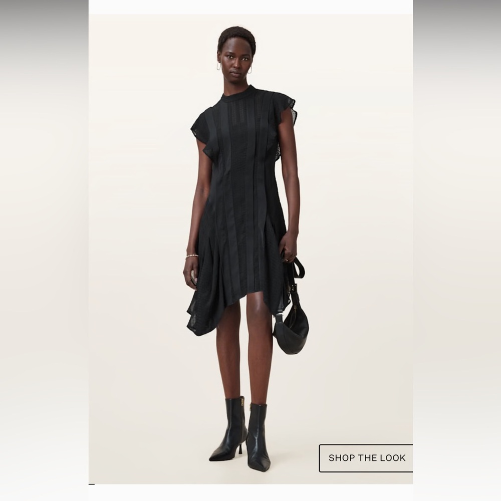 FLEUR TEXTURED ASYMMETRIC HEM DRESS